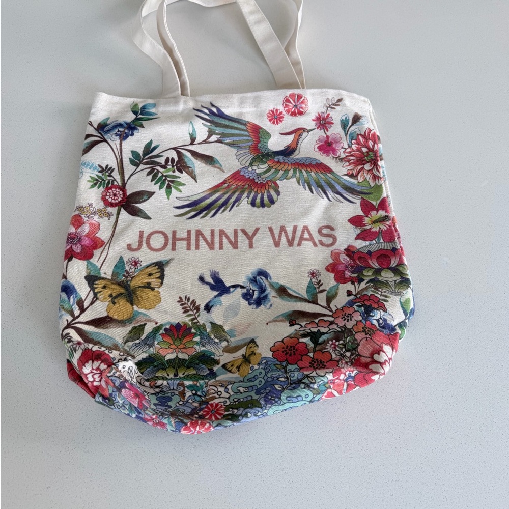 Johnny Was Cream Floral Tote Bag
